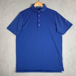 Greyson Polo Shirt Mens M Blue Micro Stripe Short Sleeve Golf Performance Top